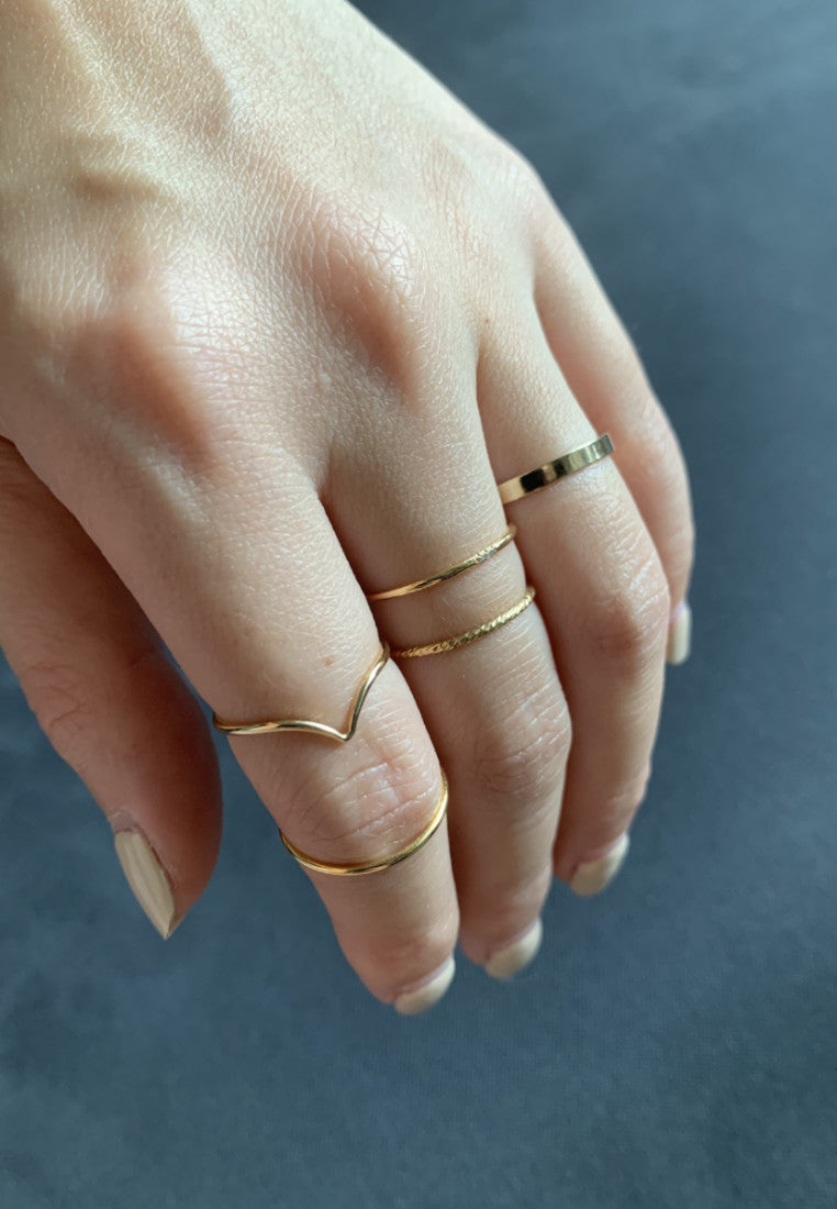 18k Gold Rings, Tarnish-free Dainty Gold Rings, Curb Link Ring, Heart Link  Ring | eBay